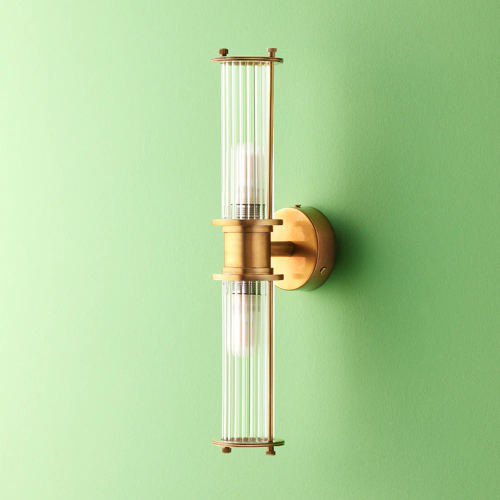 Pooky Hunter IP44 wall light in brass and glass