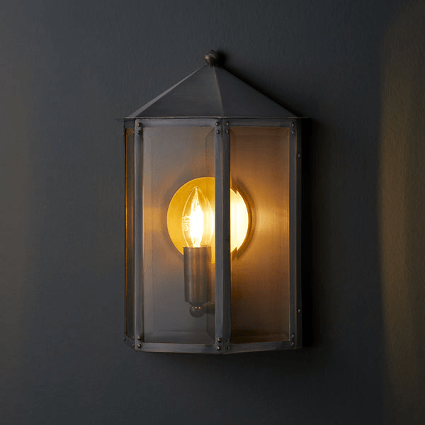 Pooky - St Ives Ip44 Exterior Wall Light - Brass Reflector - Bronze