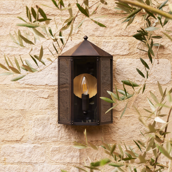 Pooky - St Ives Ip44 Exterior Wall Light - Brass Reflector - Bronze