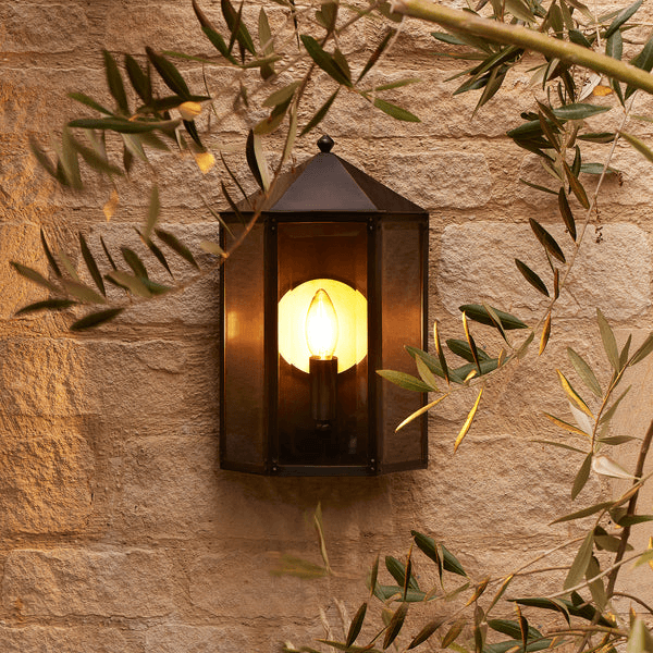 Pooky - St Ives Ip44 Exterior Wall Light - Brass Reflector - Bronze
