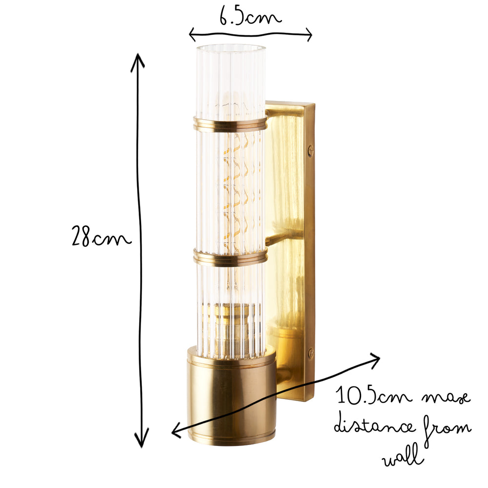 Pooky - Jet Wall Light - Brass and Clear Glass