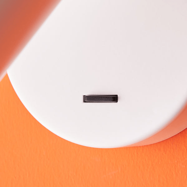 Pooky - Lewis single Wall Light - White - With switch close-up of switch mounted on the white wall light.