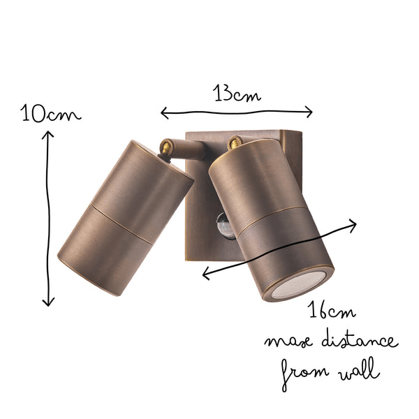 Pooky - Motion Sensor Double Portreath Ip65 Adjustable Pillar Light - Bronze