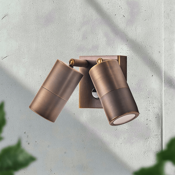 Pooky - Motion Sensor Double Portreath Ip65 Adjustable Pillar Light - Bronze