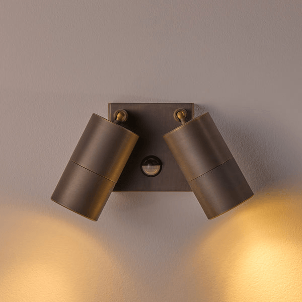 Pooky - Motion Sensor Double Portreath Ip65 Adjustable Pillar Light - Bronze