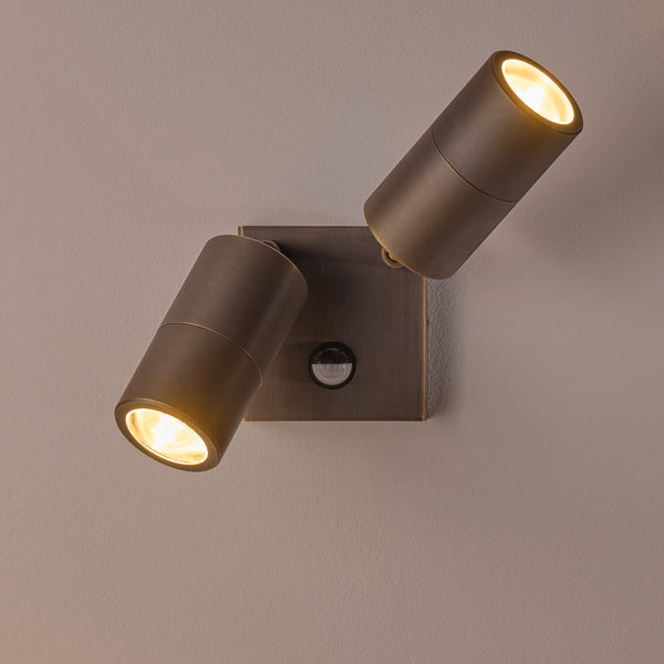 Pooky - Motion Sensor Double Portreath Ip65 Adjustable Pillar Light - Bronze