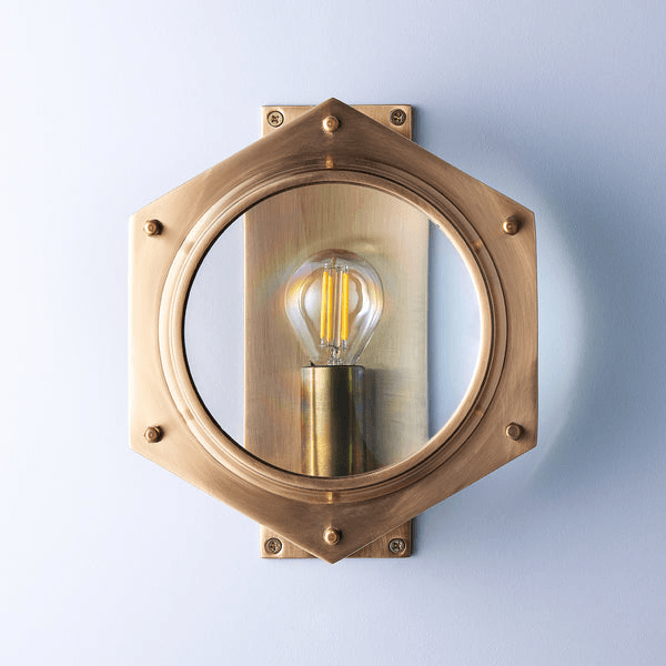 Pooky - Poirot Wall Light - Brass And Glass featuring a stylish brass and glass design.