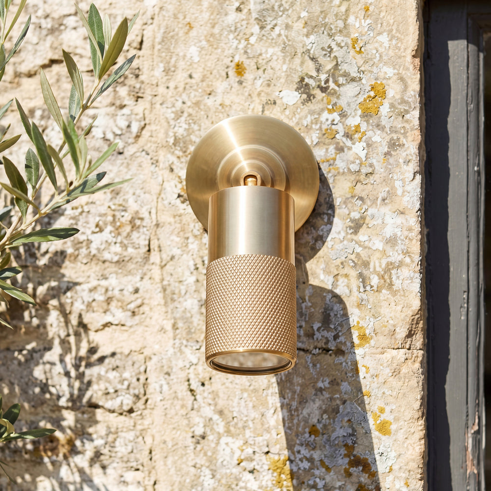 Pooky - Adjustable Portreath IP65 Wall Light - Knurled Brass