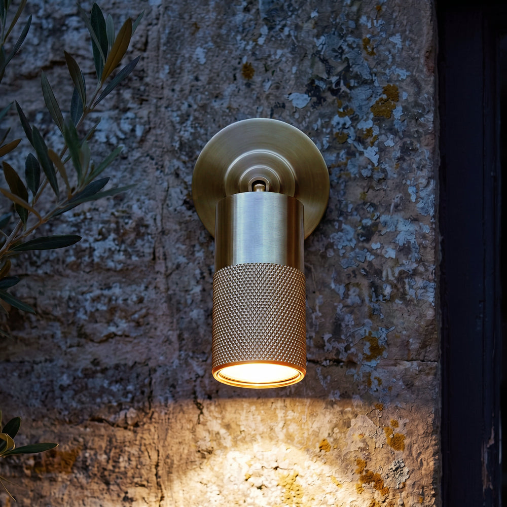 Pooky - Adjustable Portreath IP65 Wall Light - Knurled Brass