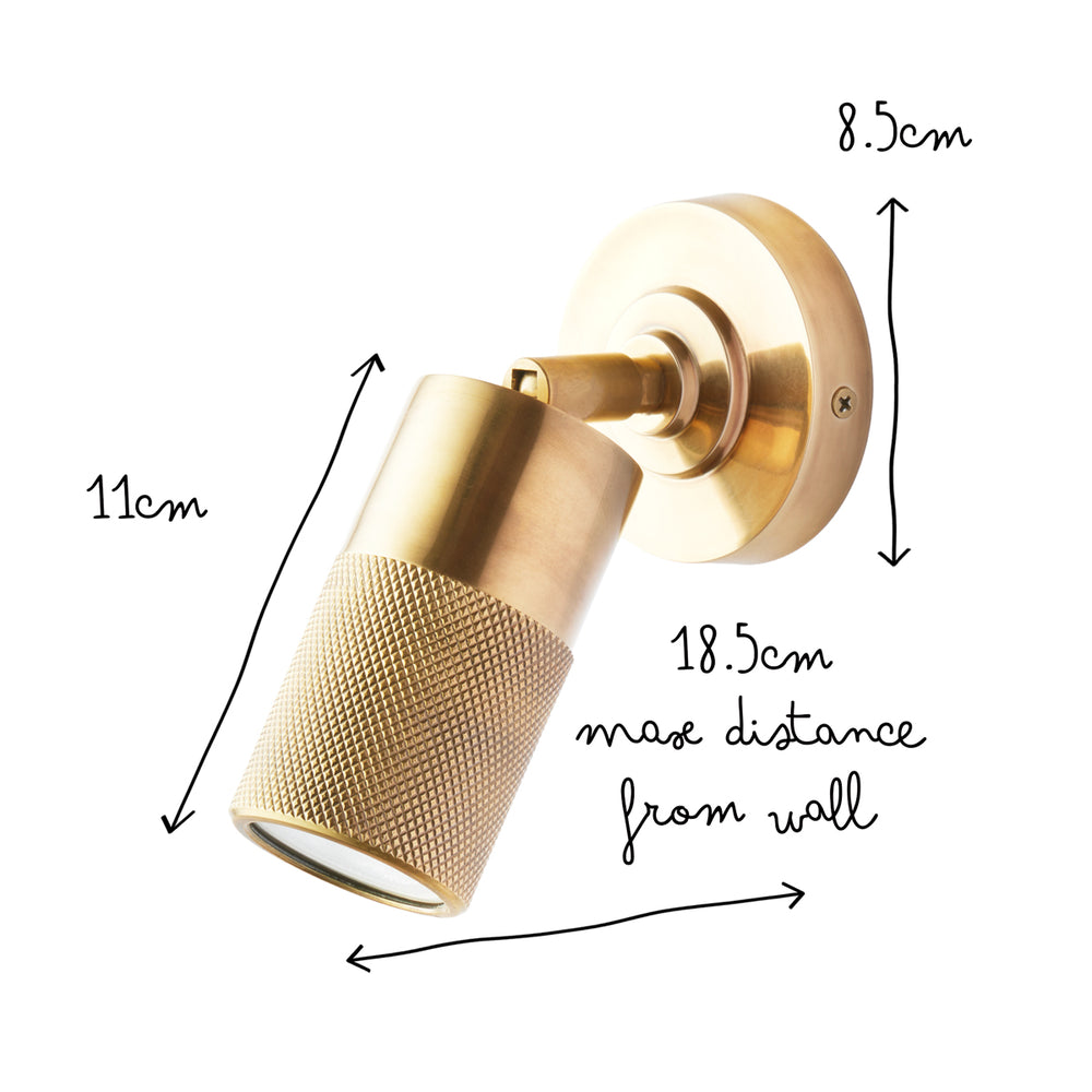 Pooky - Adjustable Portreath IP65 Wall Light - Knurled Brass