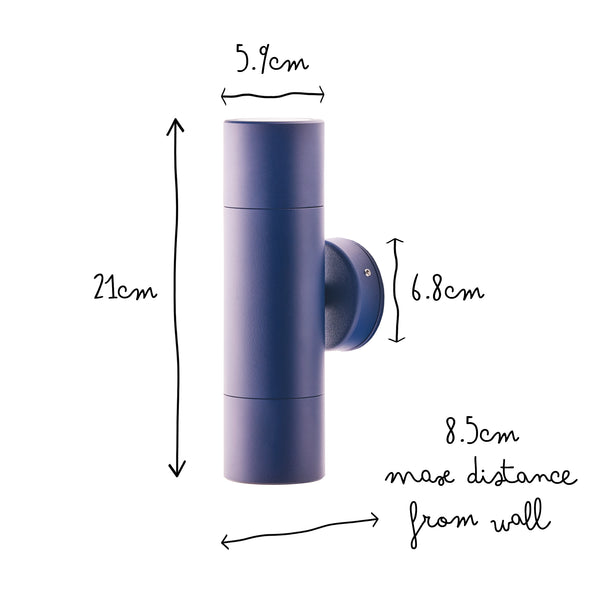 Pooky - Portreath Ip65 Up And Down Pillar Light - Bluestone