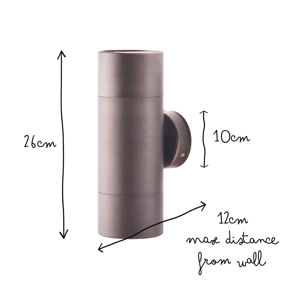 Pooky Large Portreath IP65 Up and Down Pillar Wall Light