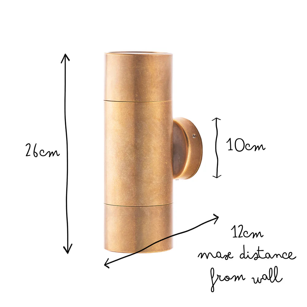 Pooky Large Portreath IP65 Up and Down Pillar Wall Light