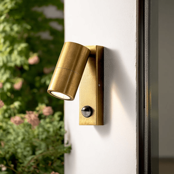 Pooky - Motion Sensor Portreath Ip65 Adjustable Pillar Light - Aged Brass