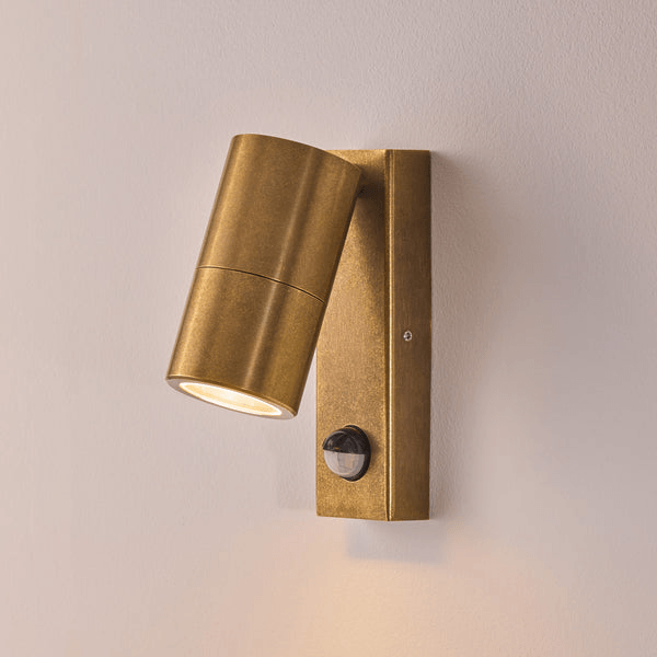 Pooky - Motion Sensor Portreath Ip65 Adjustable Pillar Light - Aged Brass