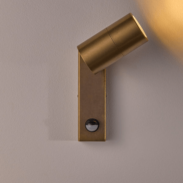 Pooky - Motion Sensor Portreath Ip65 Adjustable Pillar Light - Aged Brass