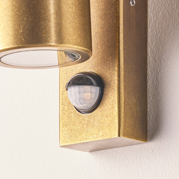Pooky - Motion Sensor Portreath Up And Down Ip65 Pillar Light - Brass