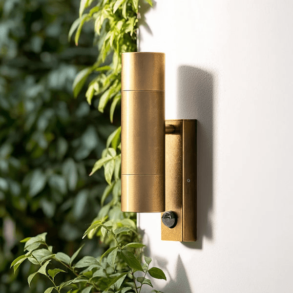 Pooky - Motion Sensor Portreath Up And Down Ip65 Pillar Light - Brass