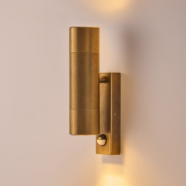 Pooky - Motion Sensor Portreath Up And Down Ip65 Pillar Light - Brass