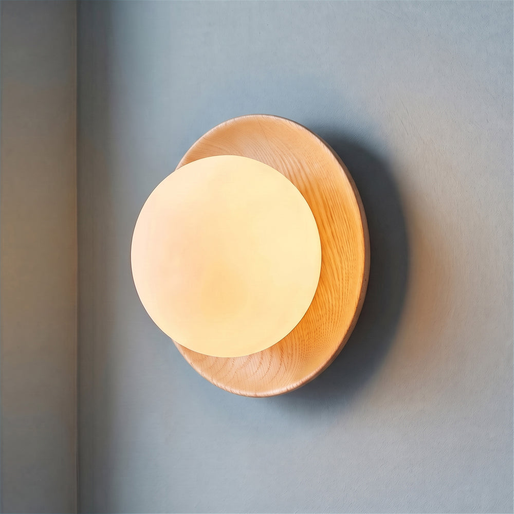 Pooky - Rondel Wall Light - Natural Wood