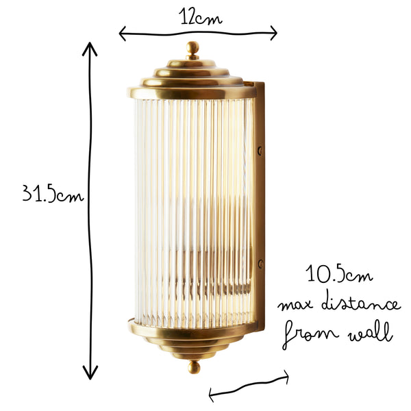 Pooky - Deco Baby Roddy ip44 Rated Wall Light - Brass and Glass