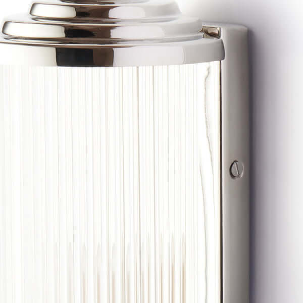 Pooky - Deco Baby Roddy ip44 rated Wall Light - Nickel with Glass Rods close-up view.