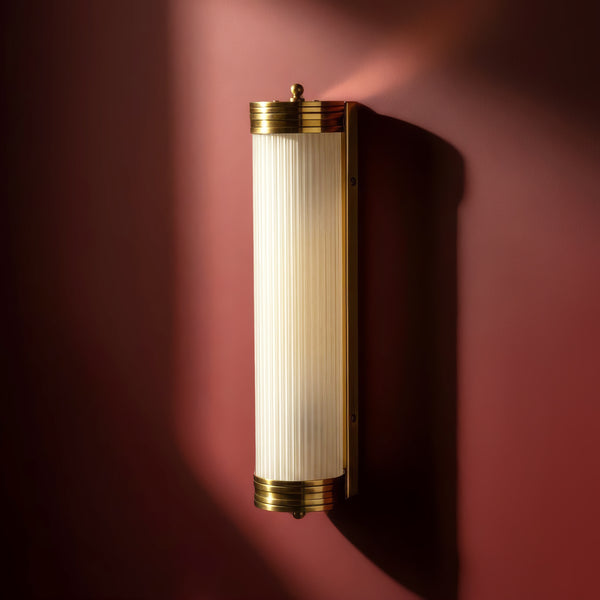 Pooky - Long Roddy ip44 Wall Light - Brass and Frosted Glass