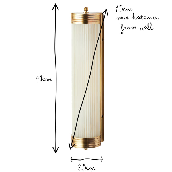 Pooky - Long Roddy ip44 Wall Light - Brass and Frosted Glass