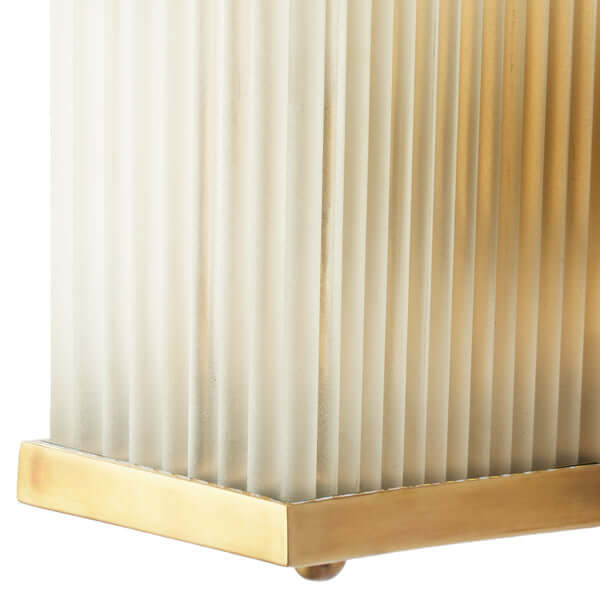 Pooky - Rectangular Roddy ip44 Rated Wall Light - Brass and Frosted Glass close-up showing frosted glass and brass base.
