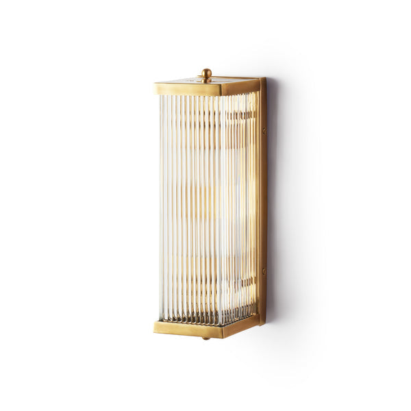 Pooky - Rectangular Roddy ip44 Rated Wall Light - Brass and Glass