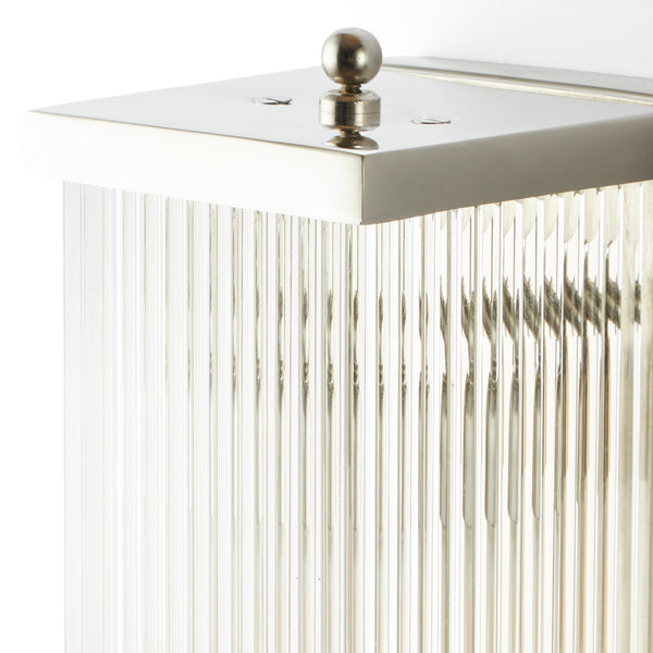 Pooky - Rectangular Roddy ip44 Rated Wall Light - Nickel and Glass