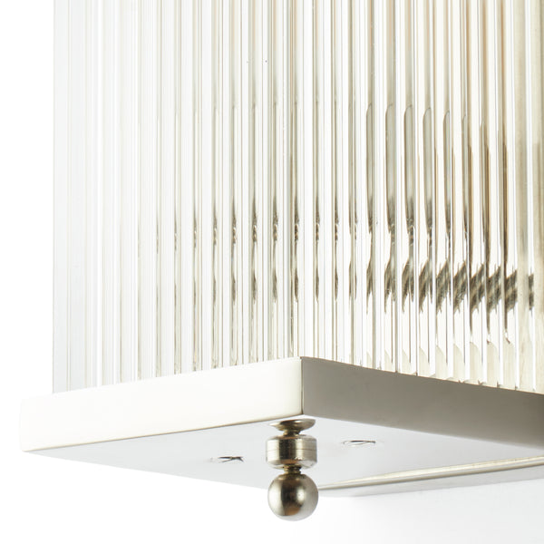 Pooky - Rectangular Roddy ip44 Rated Wall Light - Nickel and Glass
