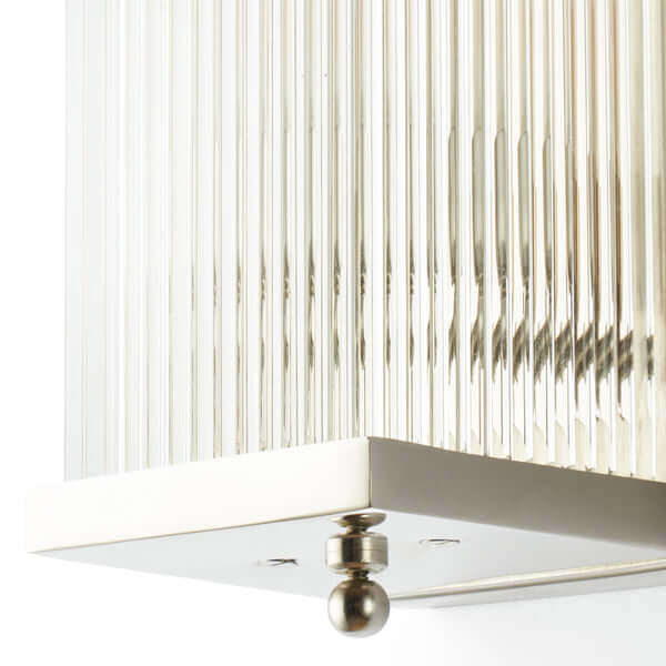 Pooky - Rectangular Roddy ip44 Rated Wall Light - Nickel and Glass close-up of glass rod detail