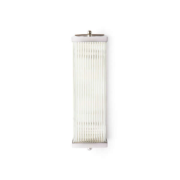 Pooky - Rectangular Roddy ip44 Rated Wall Light - Nickel and Glass with sleek glass design.