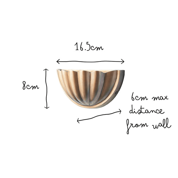 Dimensions of Pooky - St Jacques Wall Light - Smaller - Brass, 16.5cm wide, 8cm high, max 6cm distance from wall.