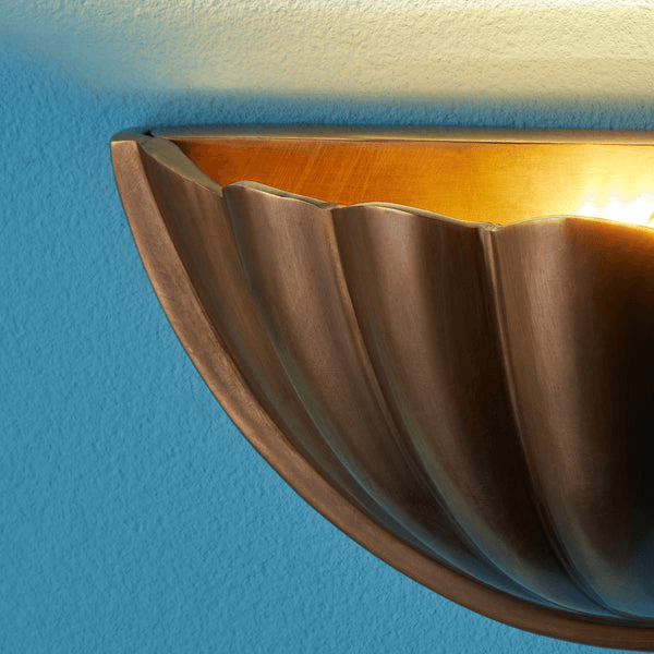 Pooky - St Jacques Wall Light - Smaller - Brass showcasing elegant scallop shell design in polished brass finish.