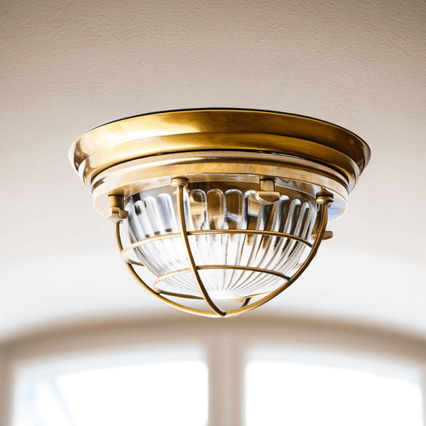 Pooky - Saturina Ip54 Flush Light - Outdoor - Brass and Glass