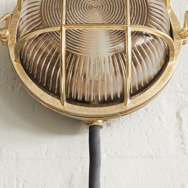 Pooky - Vasco Ip64 Round Bulkhead Wall Light - Unlacquered Natural Brass
