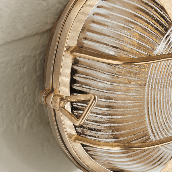 Pooky - Vasco Ip64 Round Bulkhead Wall Light - Unlacquered Natural Brass
