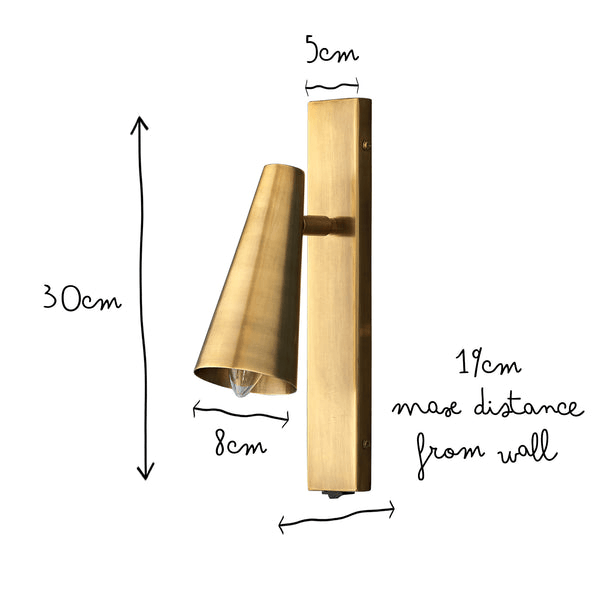 Pooky - Victor Wall Light - Antique Brass dimensions 30cm height 8cm width 19cm max distance from wall