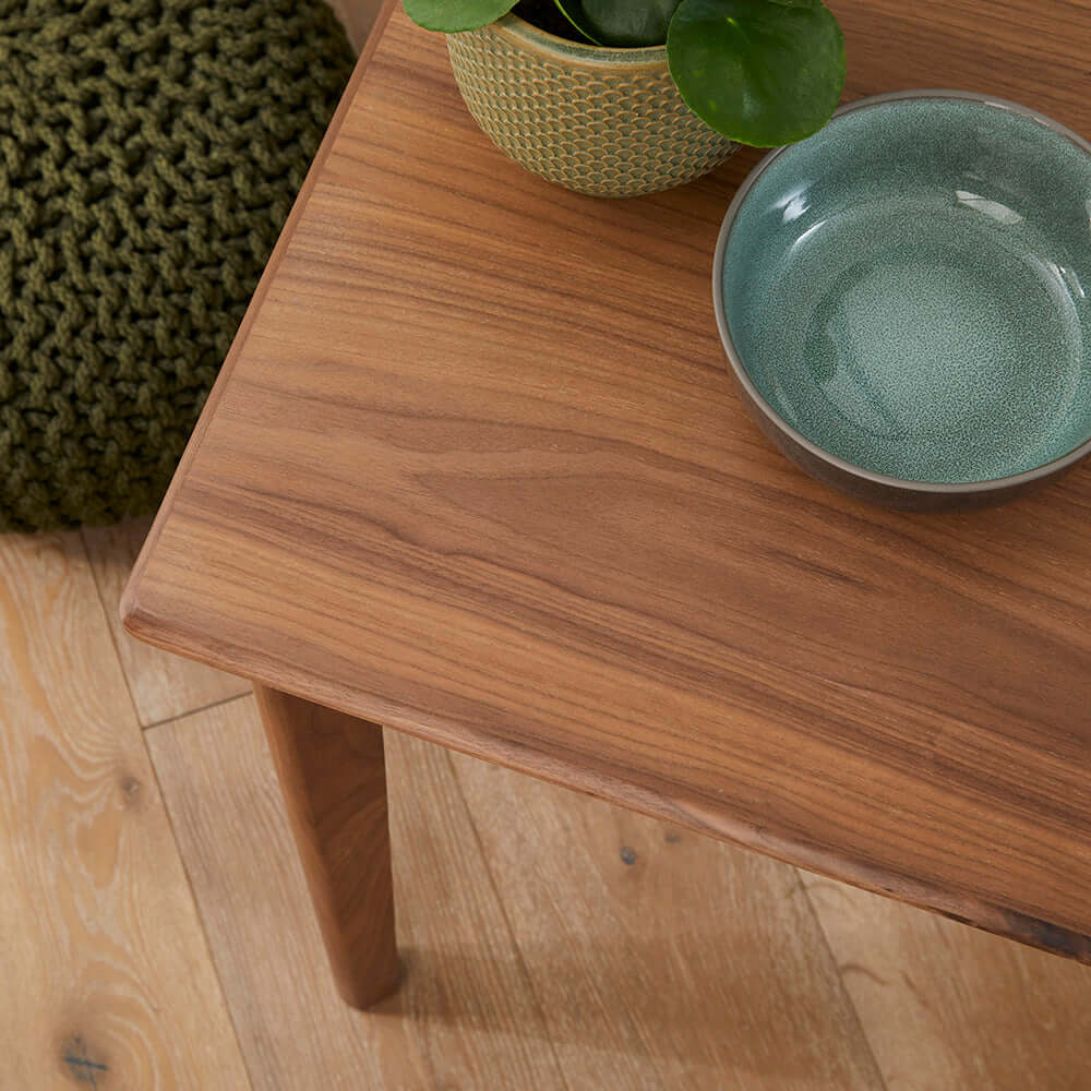 Surface detail of the Fishe & Lilly Wright Walnut Desk and Dressing Table with walnut finish.