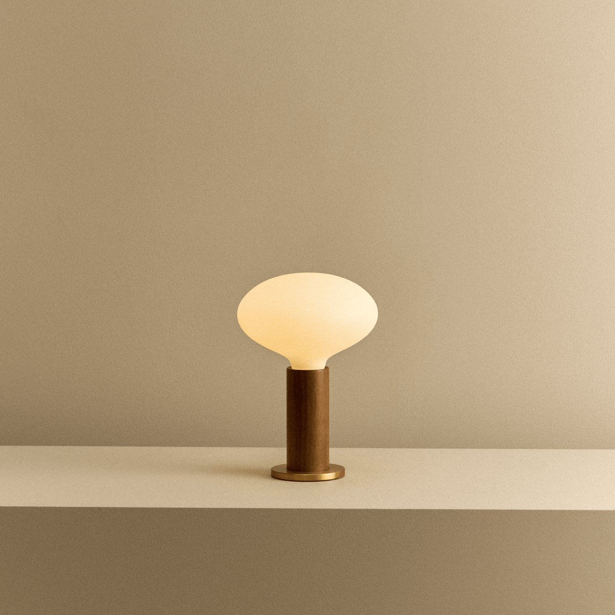 Tala Knuckle Table Lamp in Walnut + Oval Dim to Warm