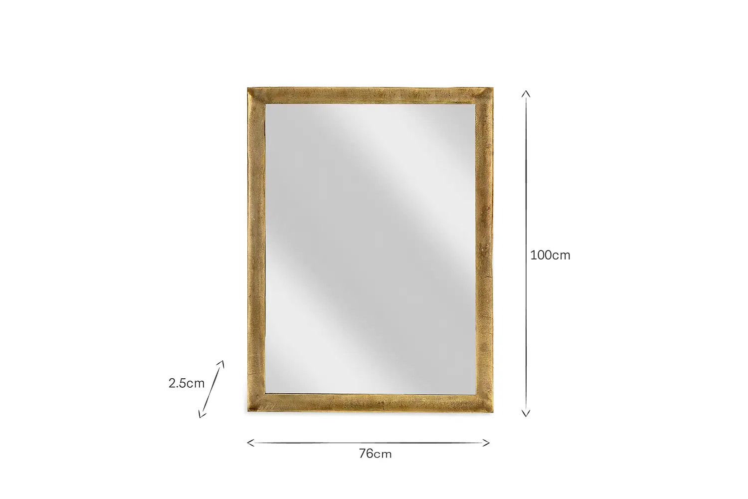 Nkuku - Yadur Rectangular Mirror - Antique Brass - Large