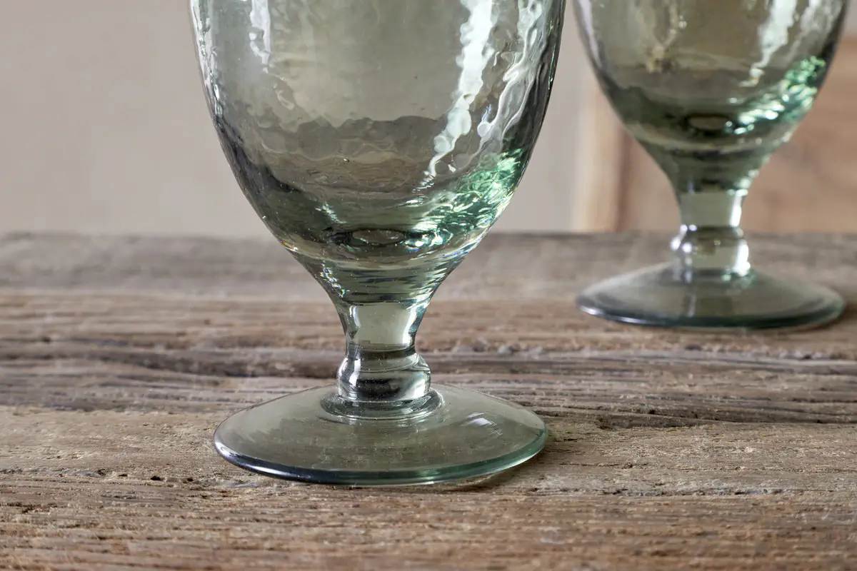 Nkuku - Yala Hammered Wine Glass - Sage Green (Set of 4)