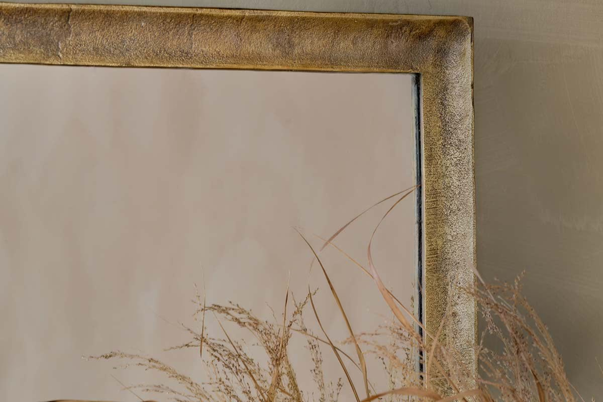 Nkuku - Yadur Rectangular Mirror - Antique Brass - Large