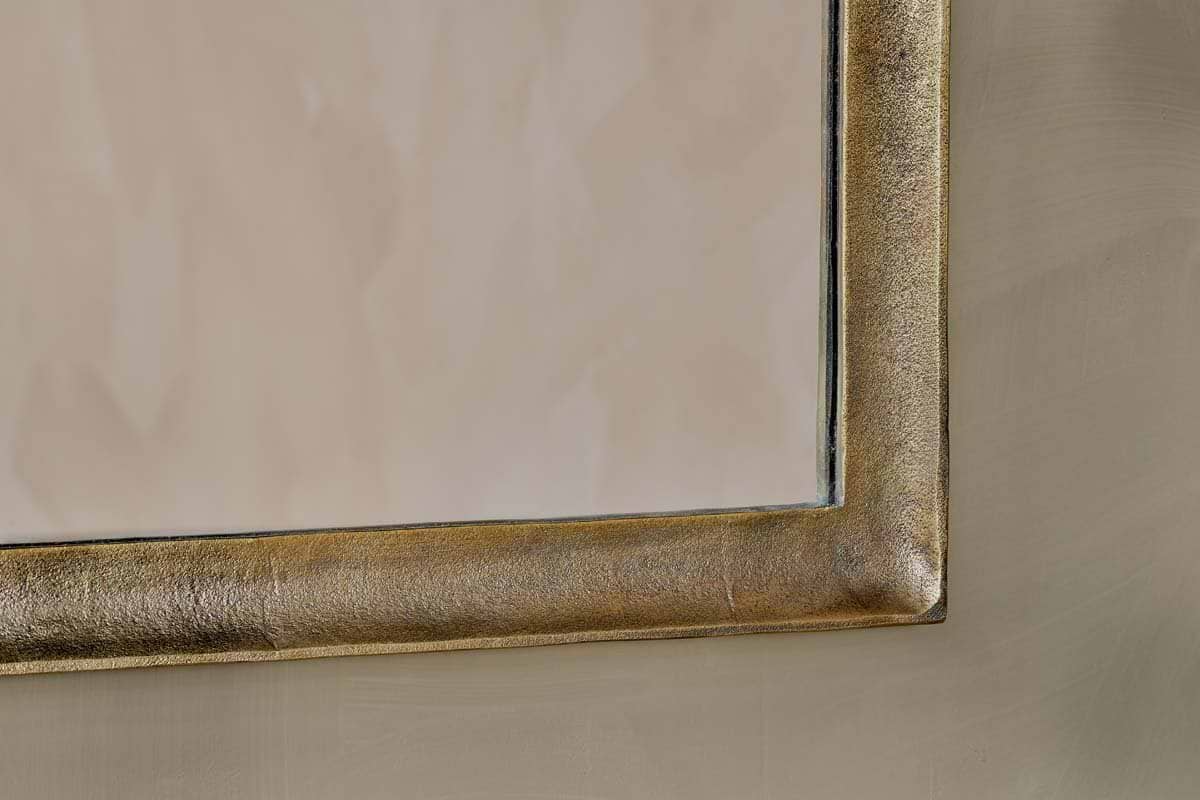 Nkuku - Yadur Rectangular Mirror - Antique Brass - Large