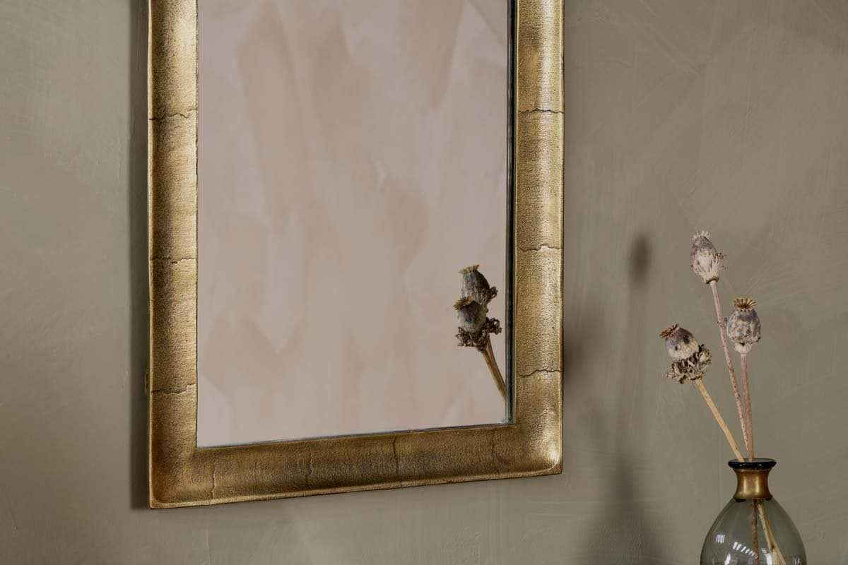 Nkuku - Yadur Rectangular Mirror - Antique Brass - Small