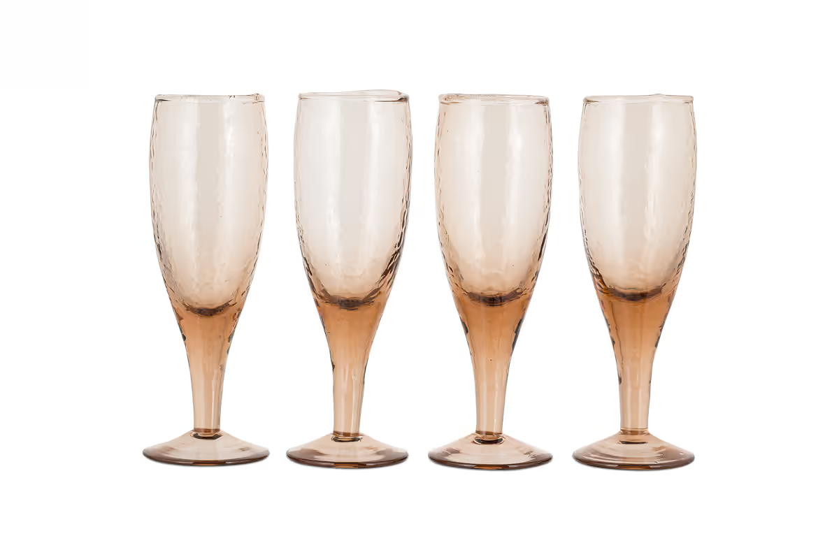 Nkuku - Yala Hammered Champagne Glass - Dusty Terracotta (Set of 4)