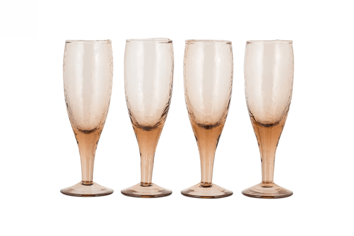Nkuku - Yala Hammered Champagne Glass - Dusty Terracotta (Set of 4)