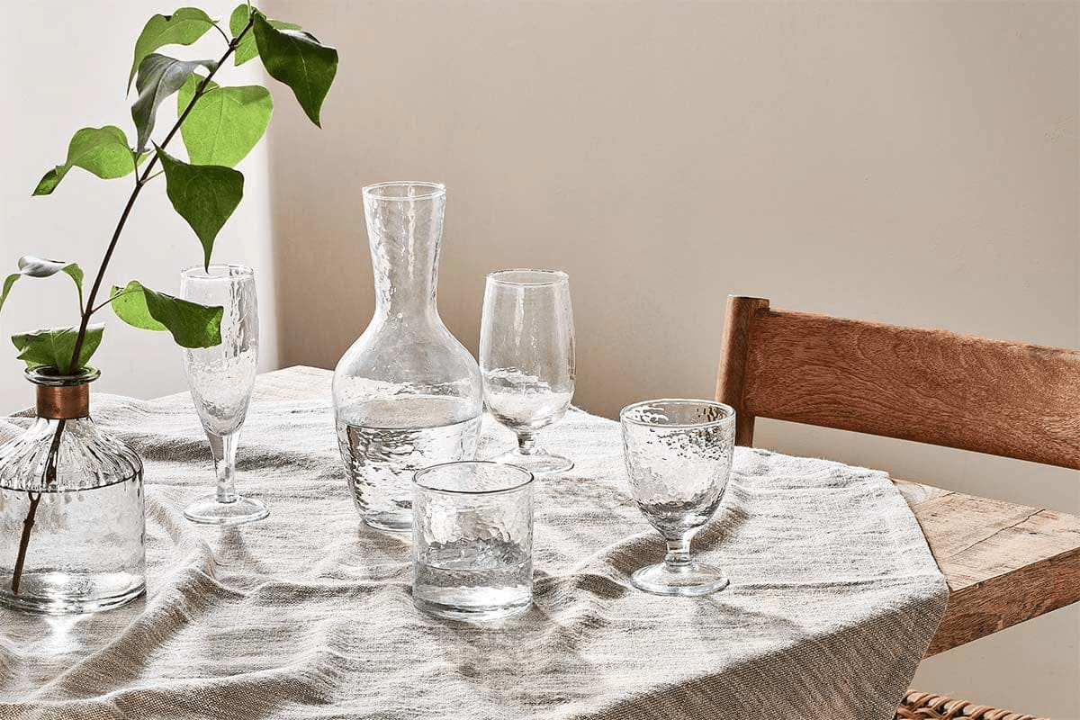 Nkuku - Yala Hammered Wine Glass - Clear Glass (Set of 4)
